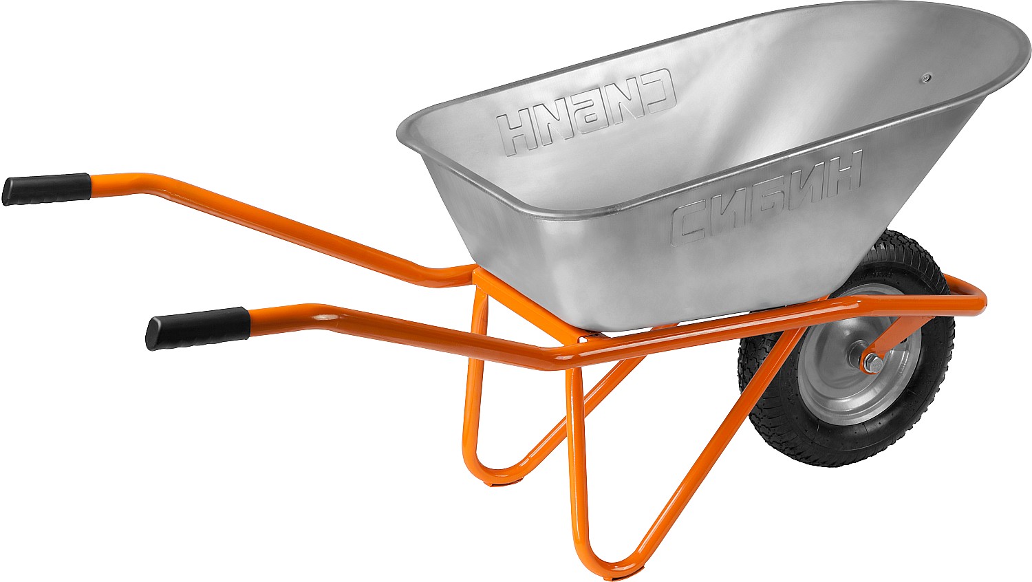 СИБИН СТ-12, 90 л, 180 кг, одноколесная, пневматические колеса, строительная тачка (39904) — фото 4