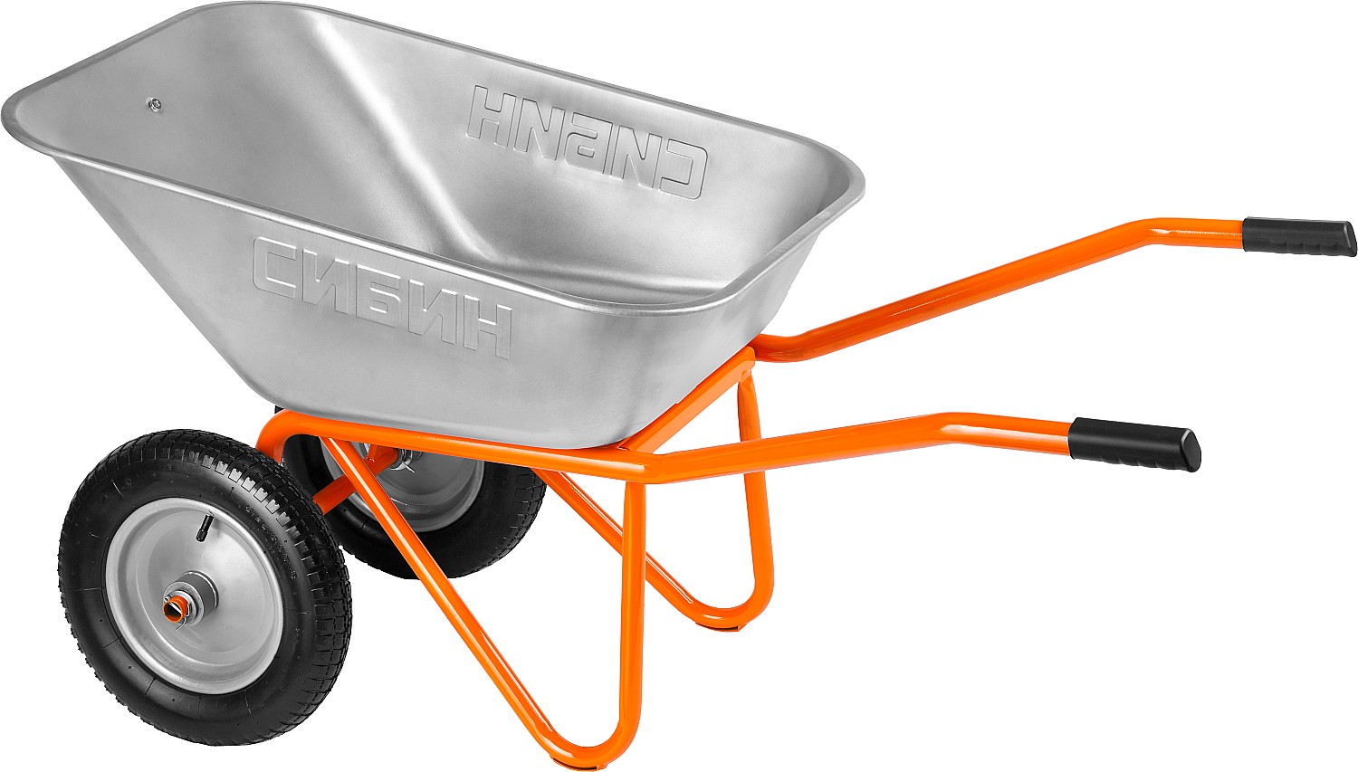 СИБИН СТ-22, 110 л, 200 кг, двухколесная, пневматические колеса, строительная тачка (39905) — фото 4