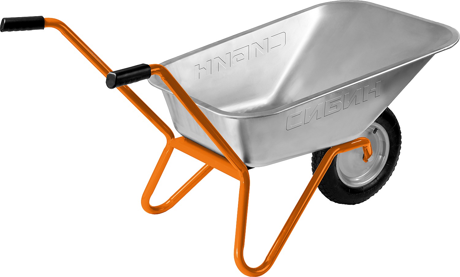 СИБИН СТ-11, 65 л, 90 кг, одноколесная, пневматические колеса, садовая тачка (39908) — фото 4