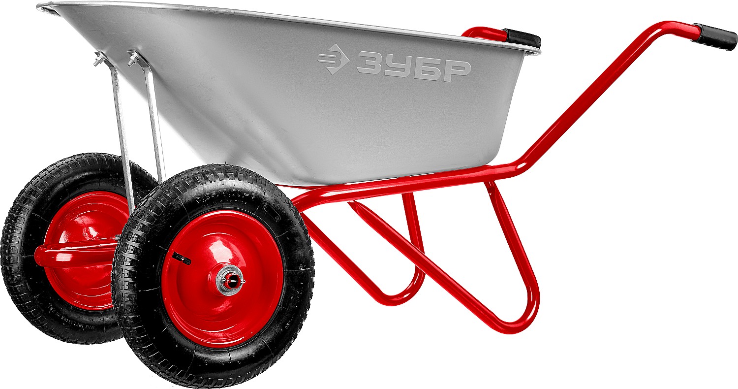 ЗУБР Т-21, 90 л, 180 кг, двухколесная, пневматические колеса, садово-строительная тачка (39952) — фото 5