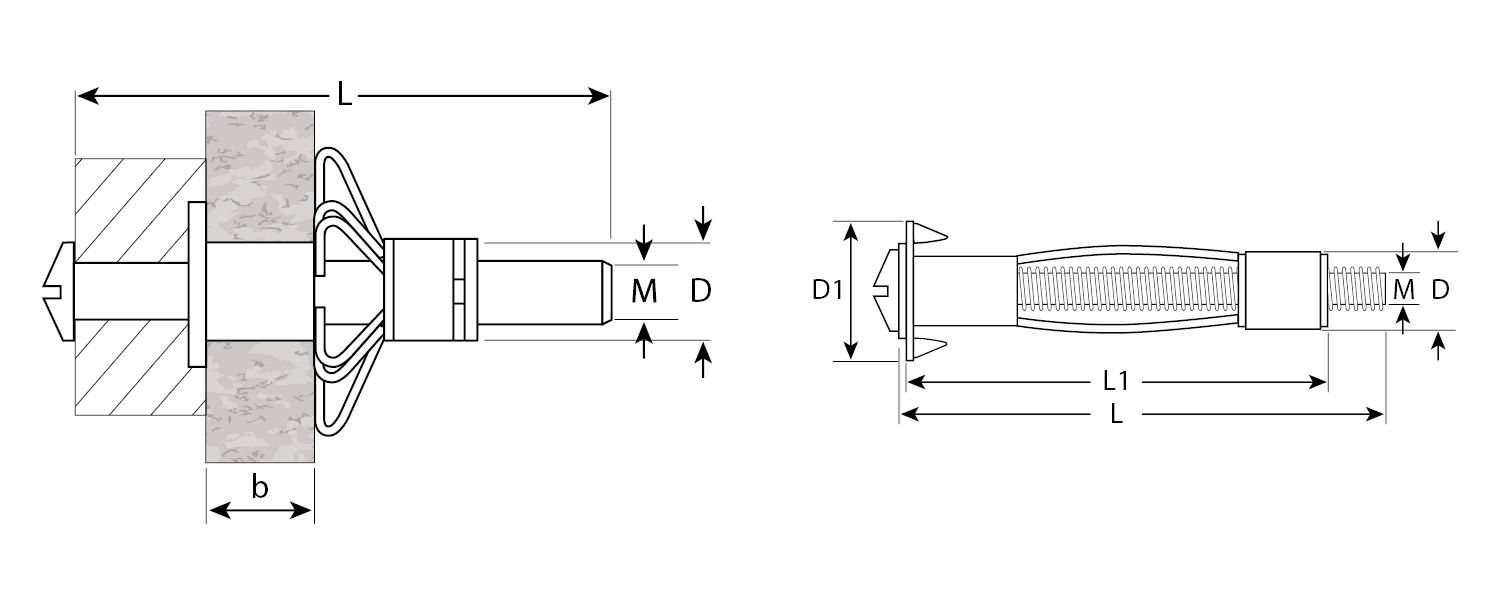 ЗУБР МОЛЛИ, М5 х 52 х 21 мм, 2 шт, анкер для пустотелых конструкций (4-302476-05-052) — фото 2