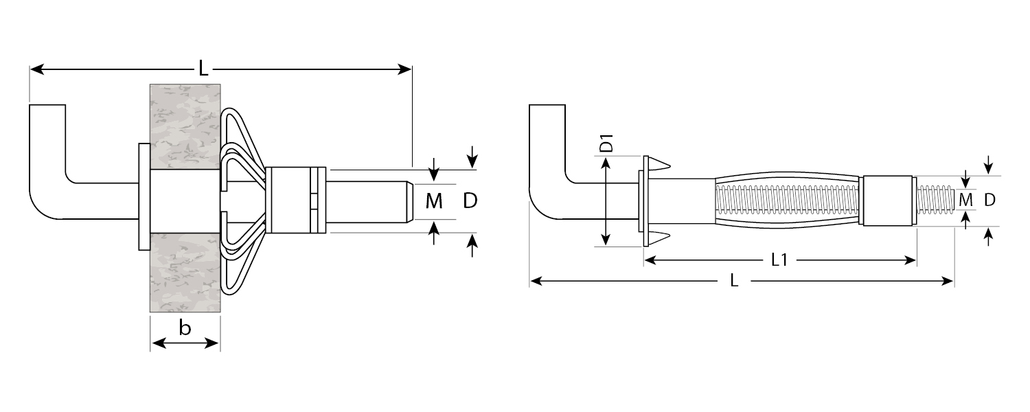 ЗУБР МОЛЛИ, М4 х 32 х 13 мм, 120 шт, анкер с полукольцом для пустотелых конструкций (4-302512-04-032) — фото 2