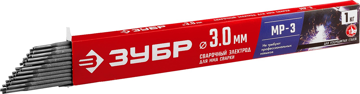 ЗУБР Д 3.0 х 350 мм, 1 кг в коробке, МР-3 рутиловый, электрод сварочный (40011-3.0) — фото 2