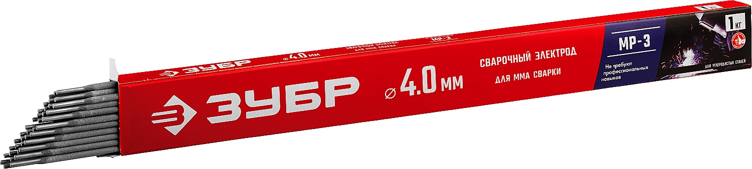 ЗУБР Д 4.0 х 450 мм, 1 кг в коробке, МР-3 рутиловый, электрод сварочный (40011-4.0) — фото 2