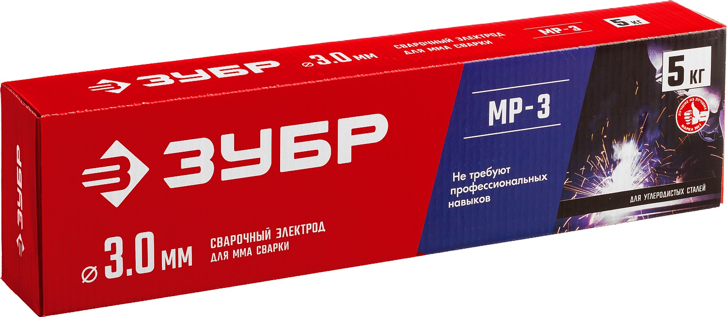 ЗУБР Д 3.0 х 350 мм, 5 кг в коробке, МР-3 рутиловый, электрод сварочный (40015-3.0) — фото 2