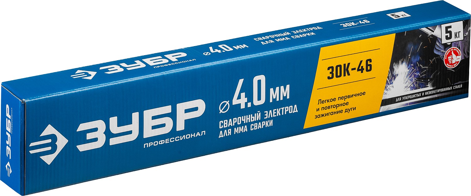 ЗУБР Д 4.0 х 450 мм, 5 кг в коробке, ЗОК-46 рутил-целлюлозный, электрод сварочный, Профессионал (40035-4.0) — фото 2