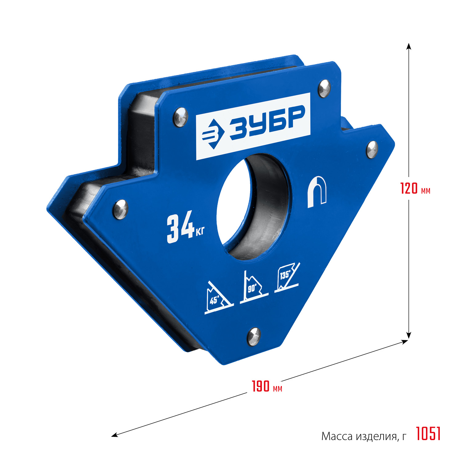 ЗУБР УМ-3, 34 кг, угольник магнитный для сварочных работ, Профессионал (40050-34) — фото 6