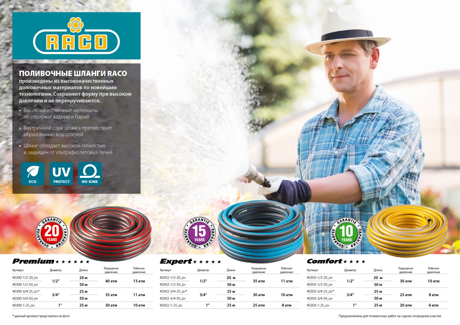 RACO PREMIUM, 1/2″, 50 м, 40 атм, пятислойный, усиленный двумя слоями армирования, поливочный шланг (40300-1/2-50) — фото 7