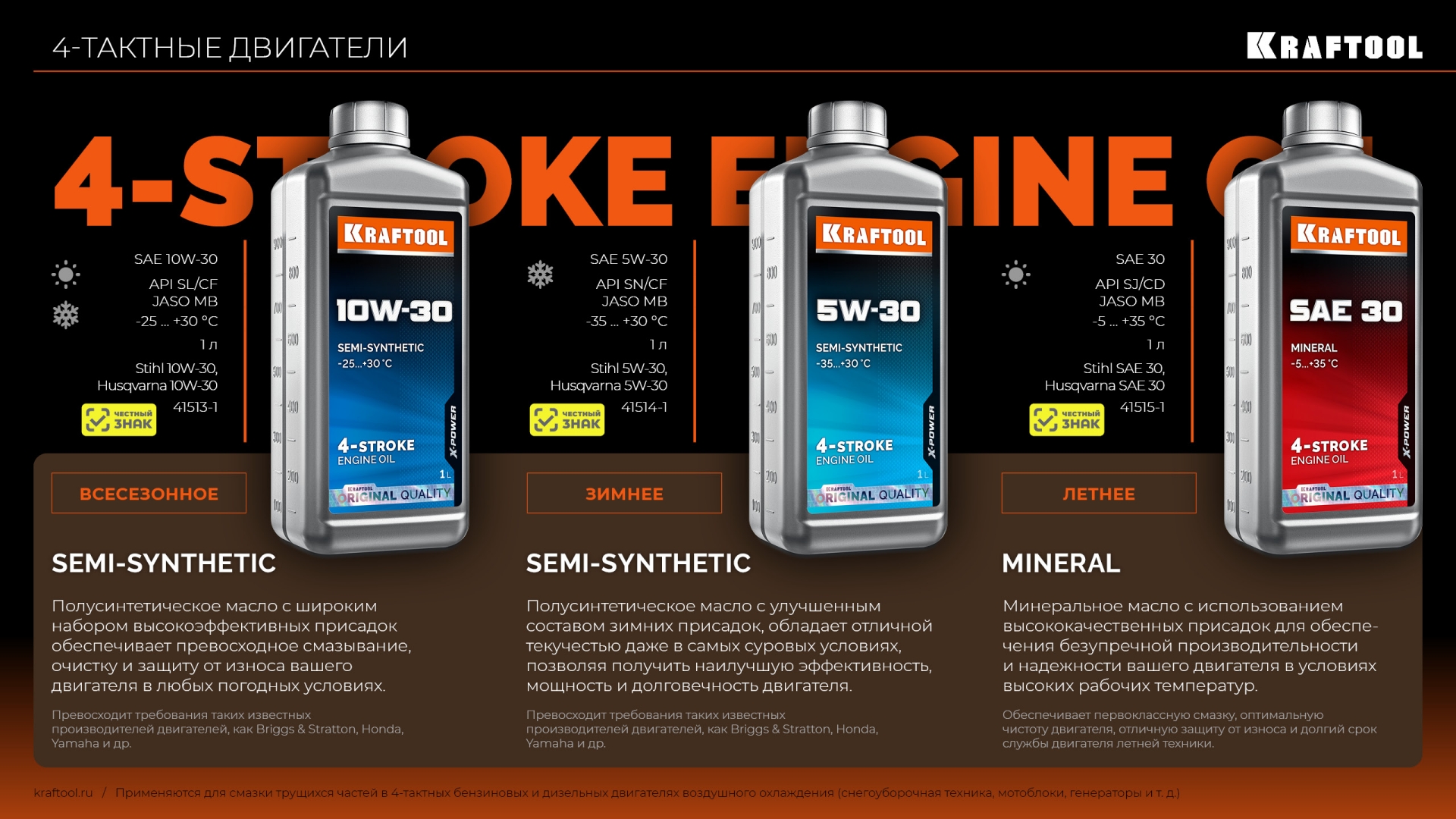 KRAFTOOL 5W-30, 1 л, зимнее полусинтетическое масло для 4-тактных двигателей (41514-1) — фото 6