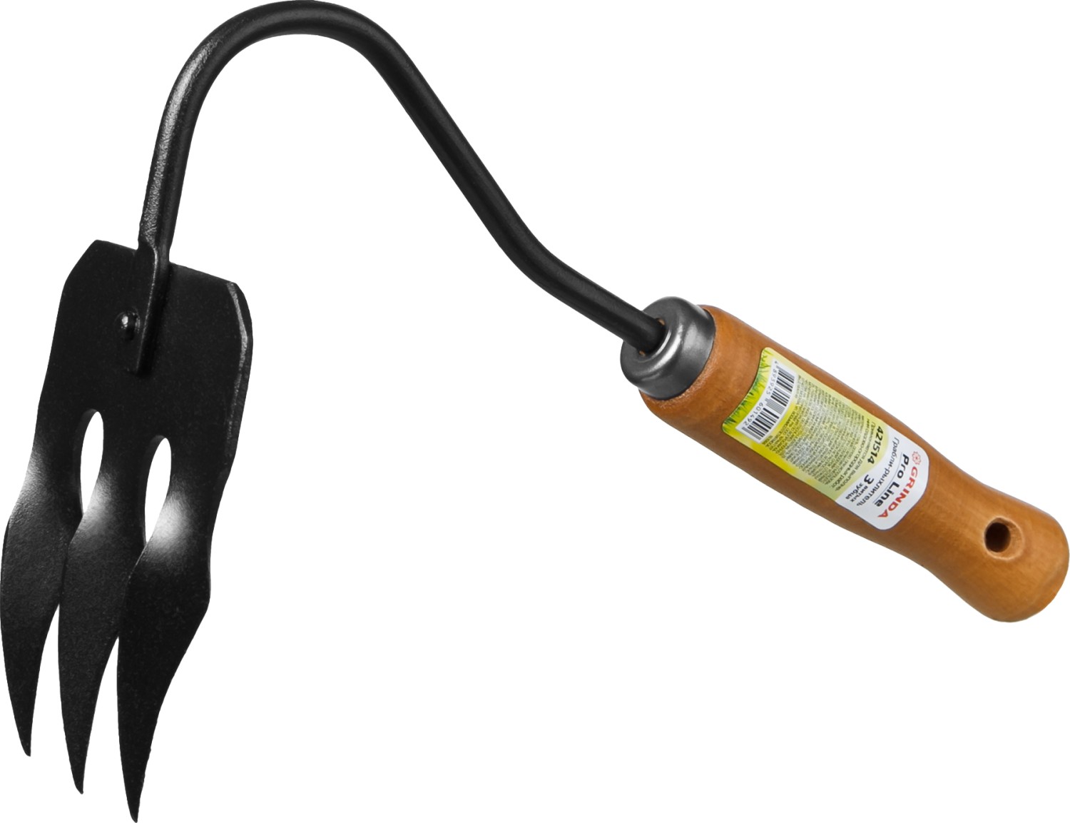 GRINDA ProLine 120х86х265 мм, 3-х зубые, деревянная ручка, грабли-рыхлитель (421514) — фото 2