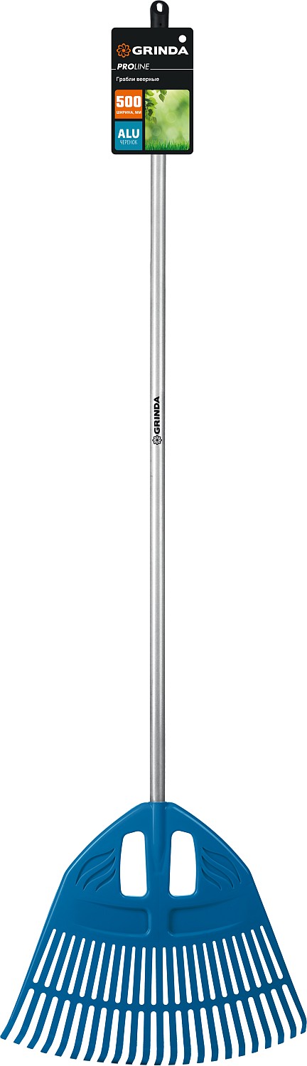 GRINDA PP-23 ALU, 500 х 50 х 1680 мм, 23 зубца, алюминиевый черенок, пластиковые, веерные грабли, PROLine (421811) — фото 7