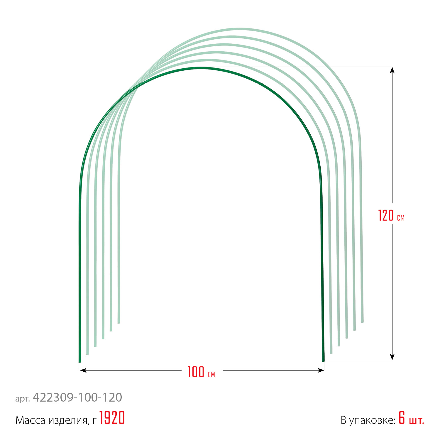 GRINDA 3.0 м, стальные, покрытие ПВХ, 6 шт, дуги для парника (422309-100-120) — фото 4