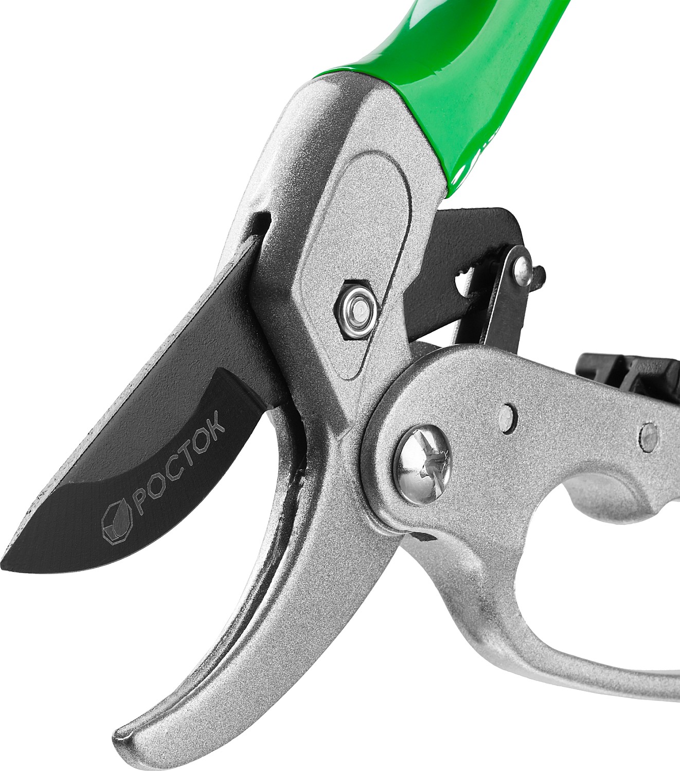 РОСТОК PC-33, 200 мм, углеродистая сталь, храповый механизм, с эфесом, с алюминиевыми рукоятками, покрытие ПВХ, контактный секатор (423008) — фото 3