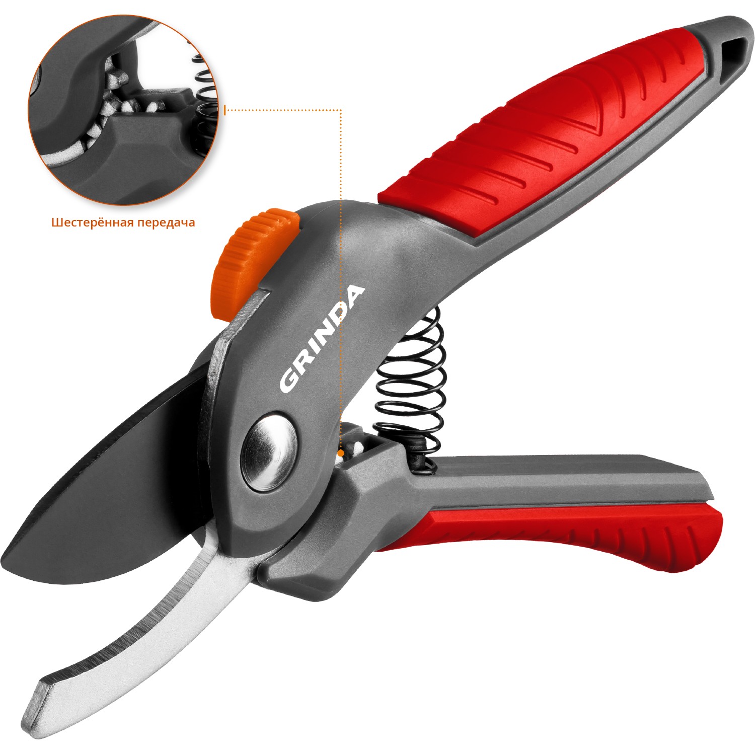 GRINDA G-22, 200 мм, с двухкомпонентными рукоятками, плоскостной секатор (423122) — фото 3