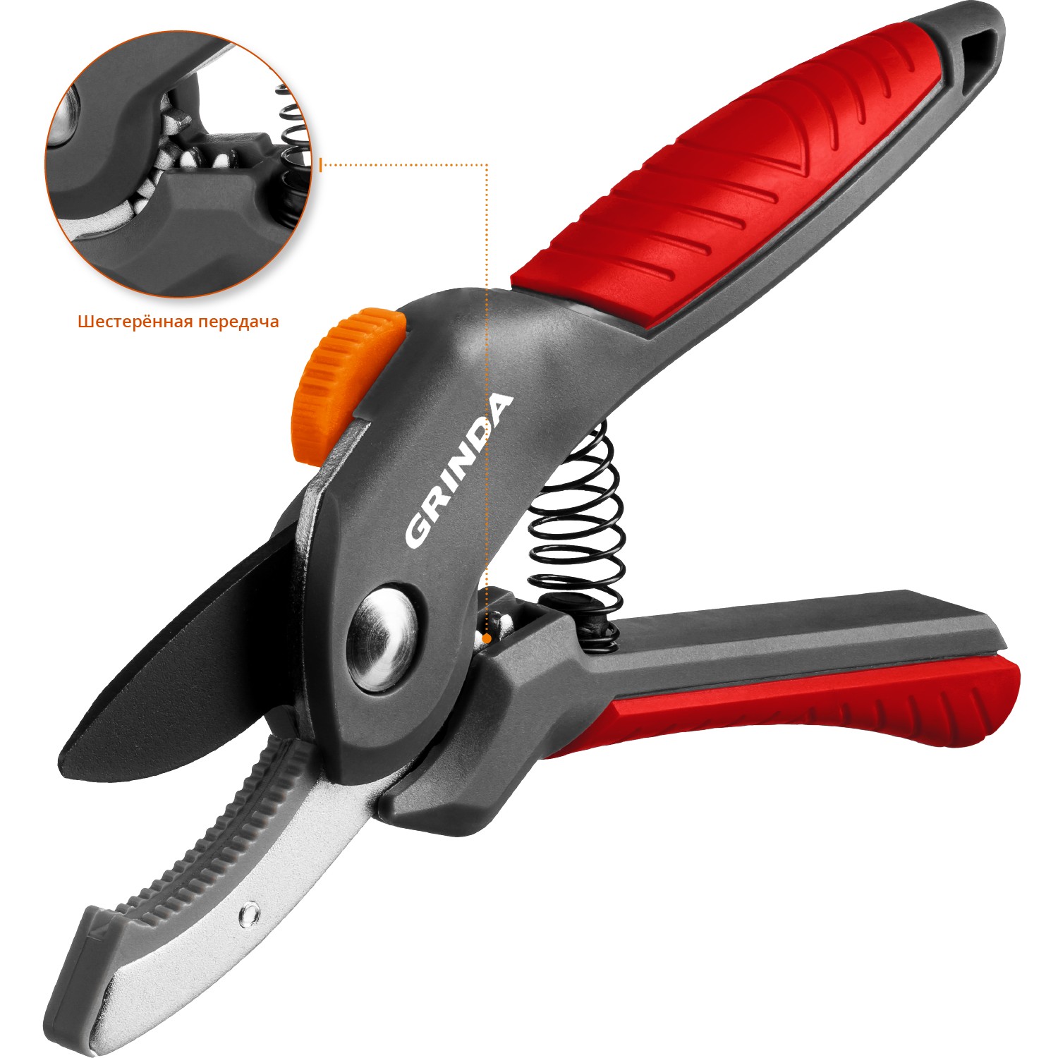 GRINDA G-24, 200 мм, с двухкомпонентными рукоятками, контактный секатор (423124) — фото 3