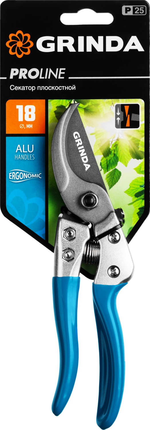 GRINDA P-25, 200 мм, закаленная сталь, эргономичные алюминиевые рукоятки, виниловое покрытие, плоскостной секатор, PROLine (423425) — фото 5