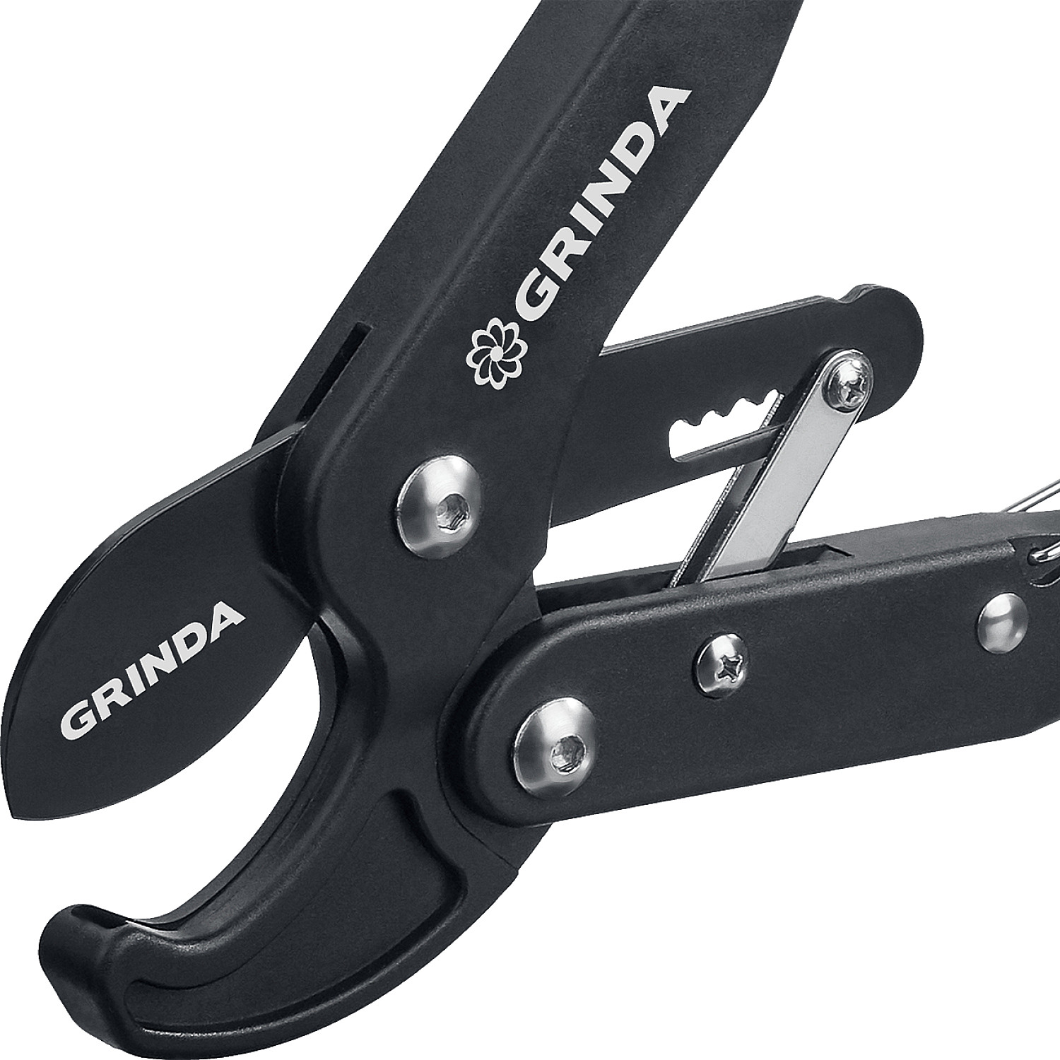 GRINDA C-410A, длина 410 мм, лезвия из высокоуглеродистой стали, композитные рукоятки, храповый механизм, контактный сучкорез, PROLine (424520) — фото 3