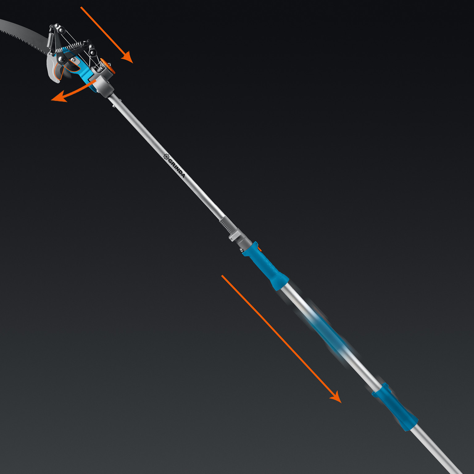 GRINDA GX-4000, длина 2-2,8 м, пила 350мм, рез до 30 мм, лезвия из нержавеющей стали, телескопический высоторез с пилой, PROLine (424530) — фото 9