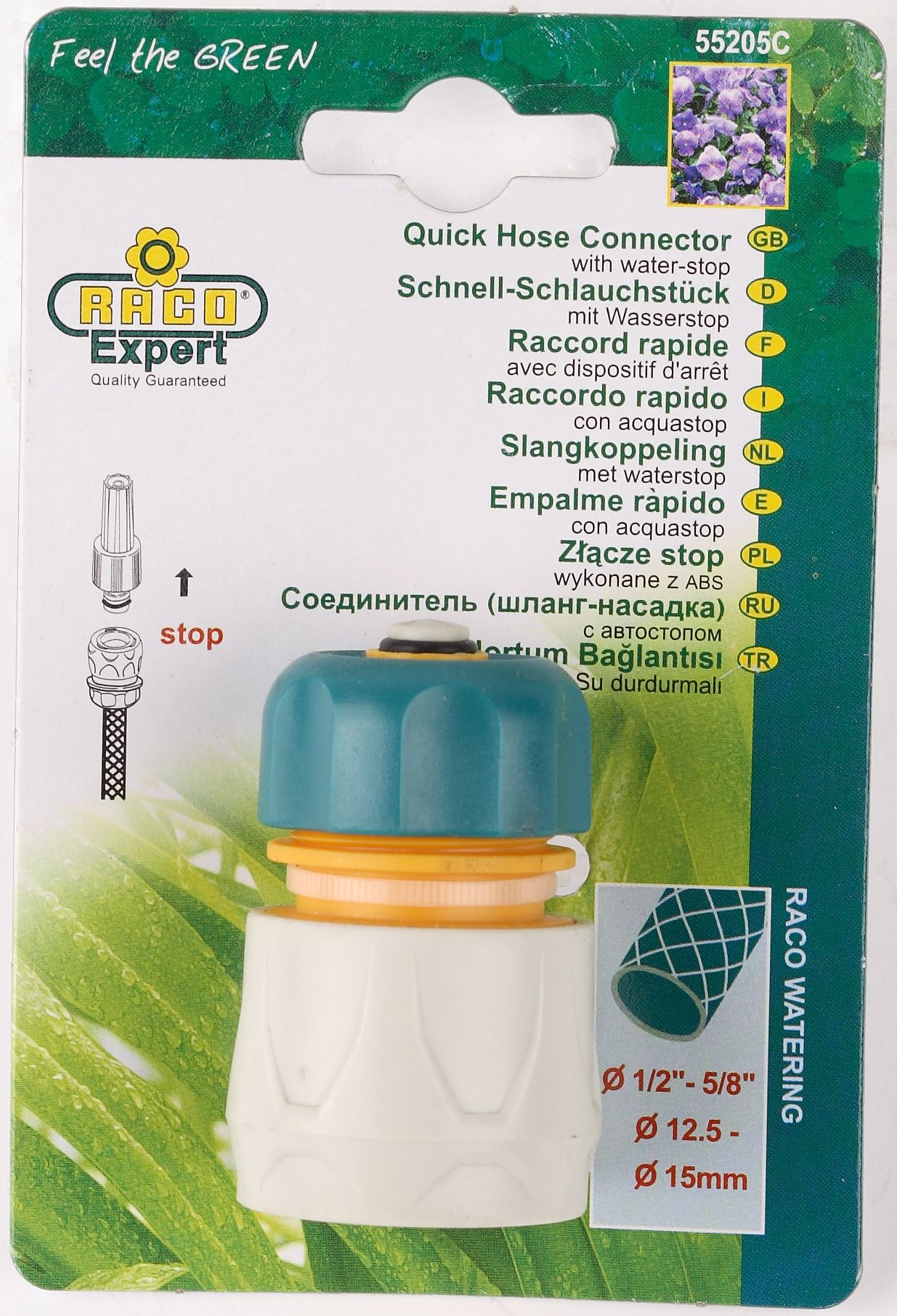 RACO ORIGINAL, 1/2″, с автостопом, для шланга, из ABS пластика, быстросъемный соединитель (4250-55205C) — фото 2