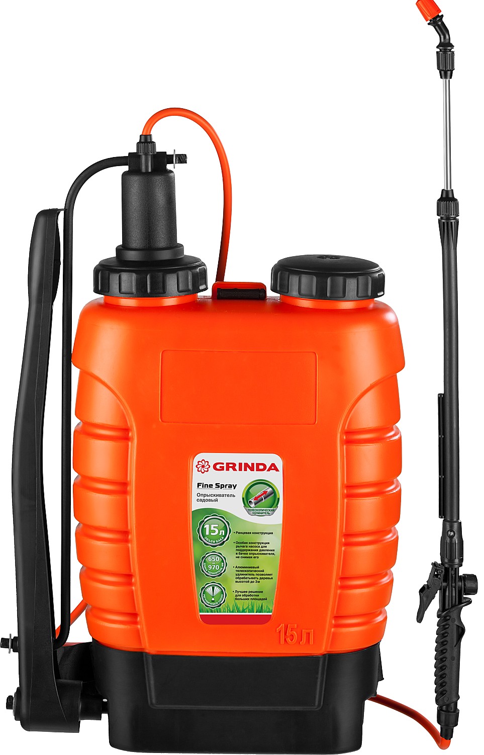GRINDA KS-15, 15 л, с телескопическим удлинителем, ранцевый опрыскиватель (425216) — фото 11