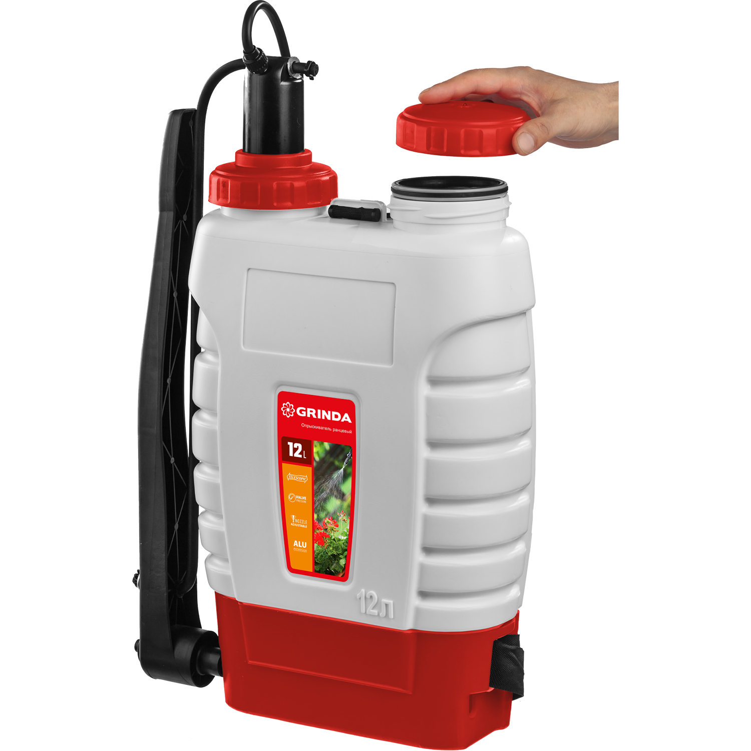 GRINDA KS-12, 12 л, с телескопическим удлинителем, ранцевый опрыскиватель (425217) — фото 6
