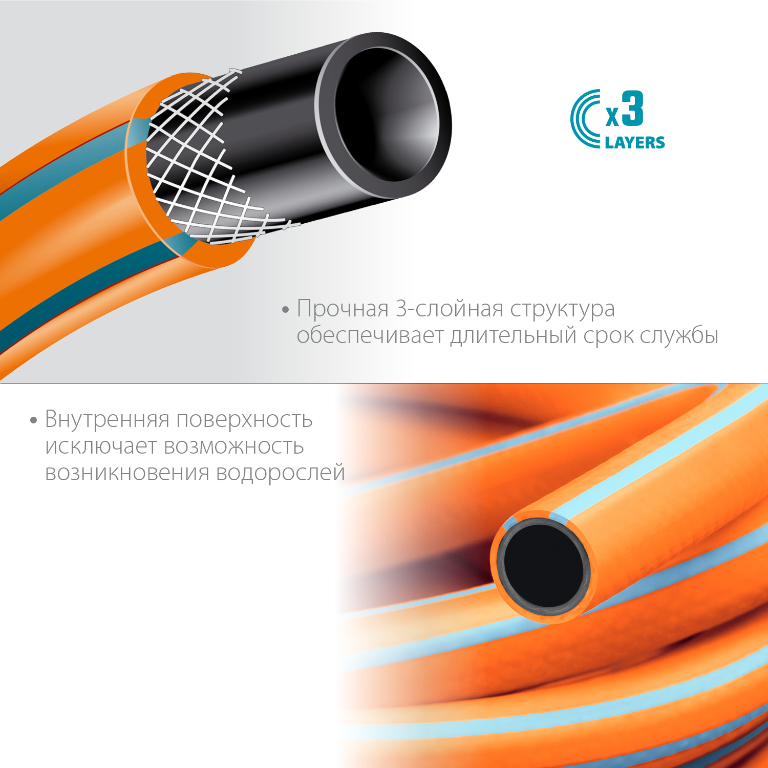 GRINDA FLEX 3, 3/4″, 15 м, 20 атм, из термоэластопласта, трёхслойный, армированный, гибкий, поливочный шланг, PROLine (429008-3/4-15) — фото 5