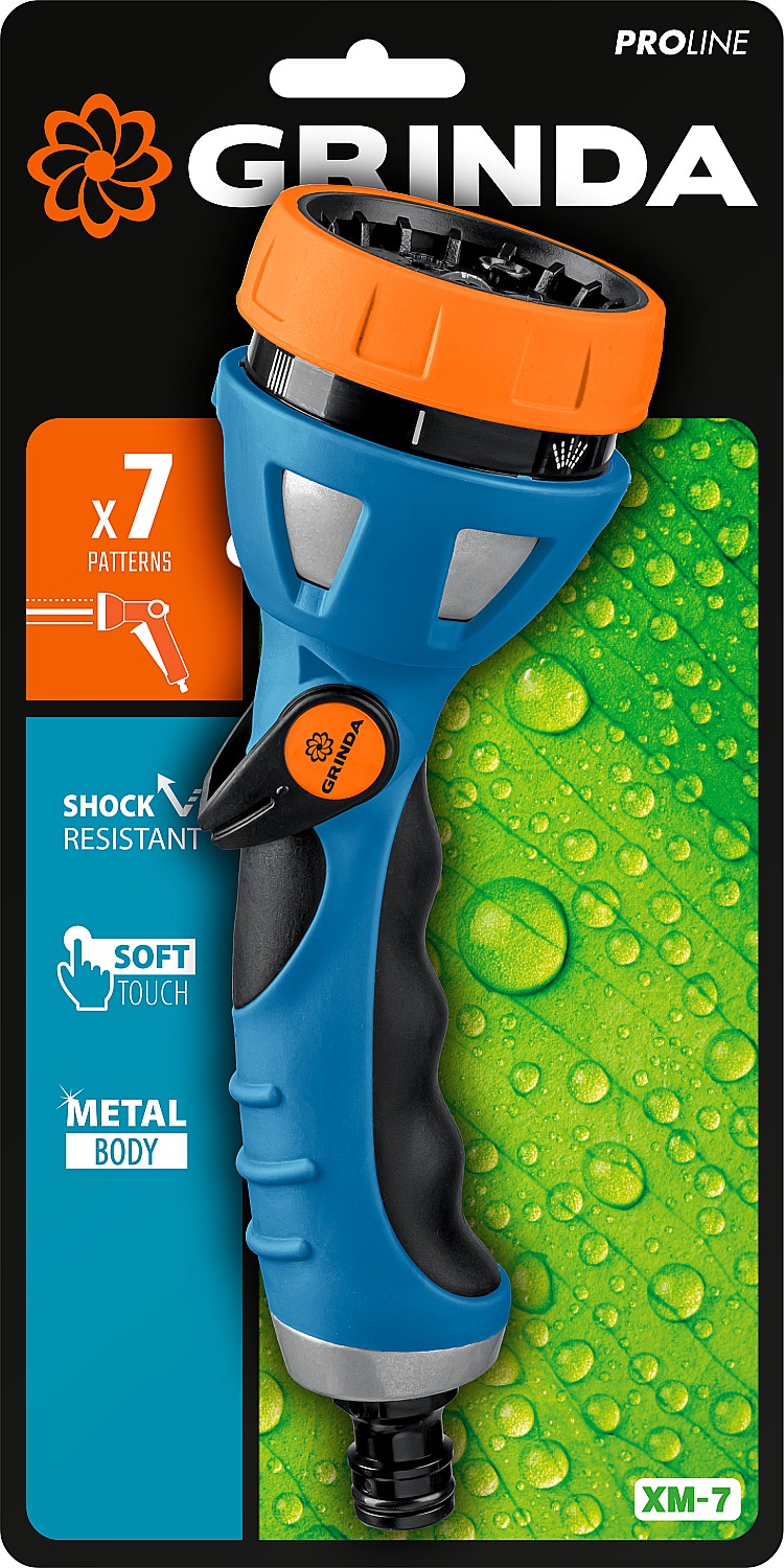 GRINDA XM-7, 7 режимов, металлический с TPR, поливочный пистолет, PROLine (429150) — фото 5