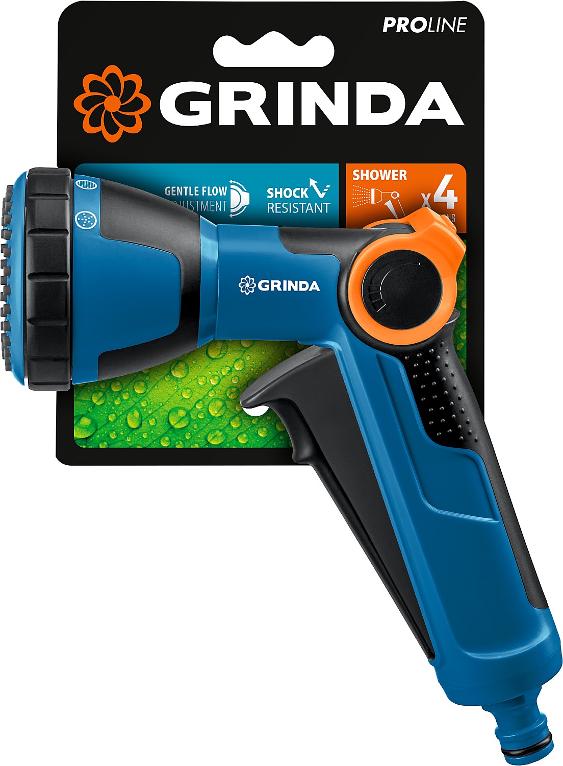 GRINDA X-S, с регулятором напора, душевой, 4 режима, курок спереди, двухкомпонентный, поливочный пистолет, PROLine (429165) — фото 5