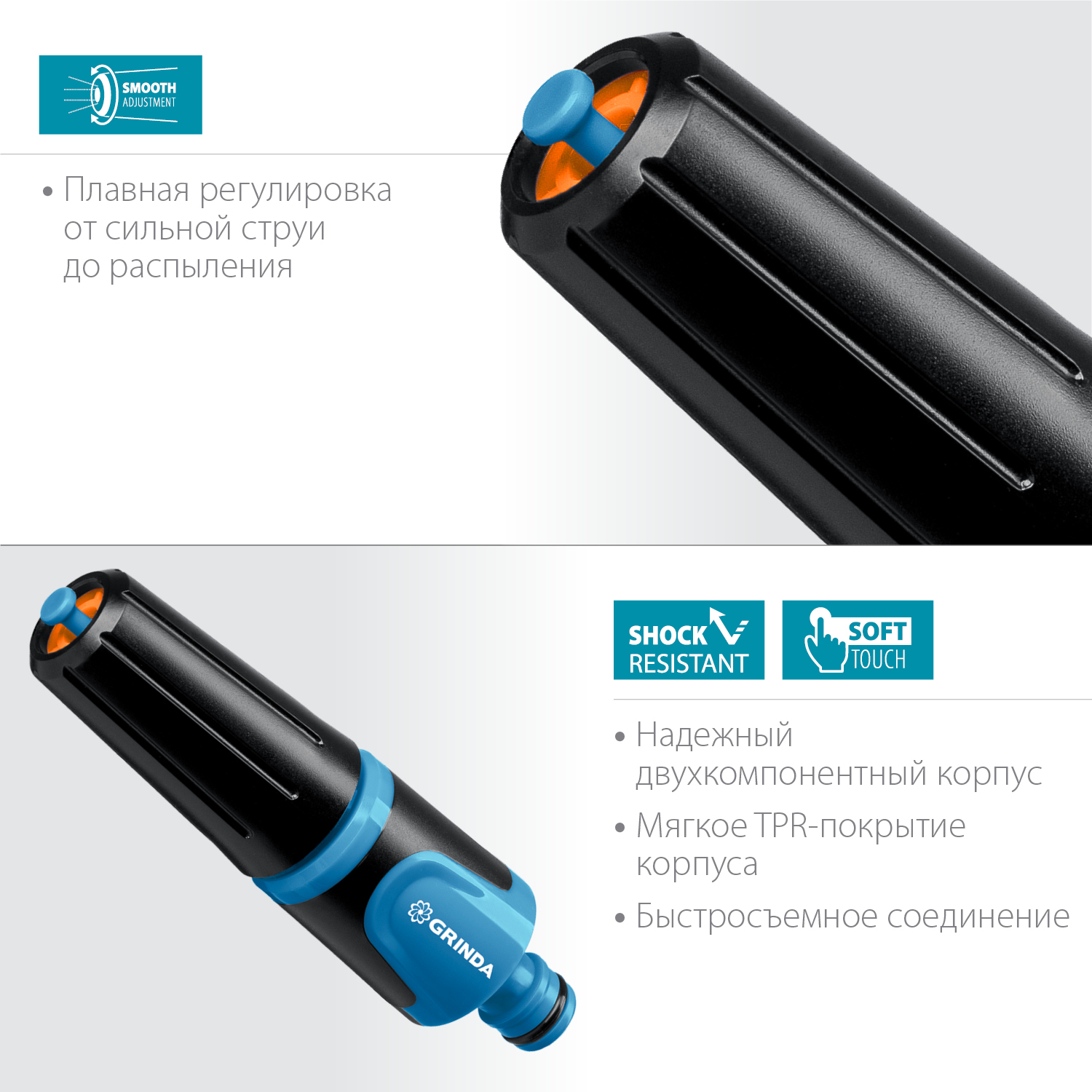 GRINDA Z-R, плавная регулировка, двухкомпонентный, поливочный наконечник, PROLine (429177) — фото 3