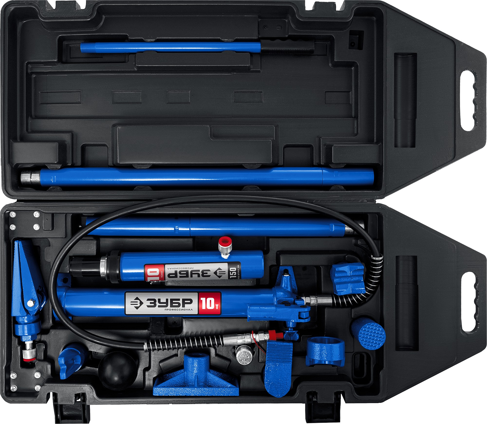 ЗУБР 10 т, гидравлический набор для правки кузова в пластиковом кейсе, Профессионал (43035-10) — фото 3