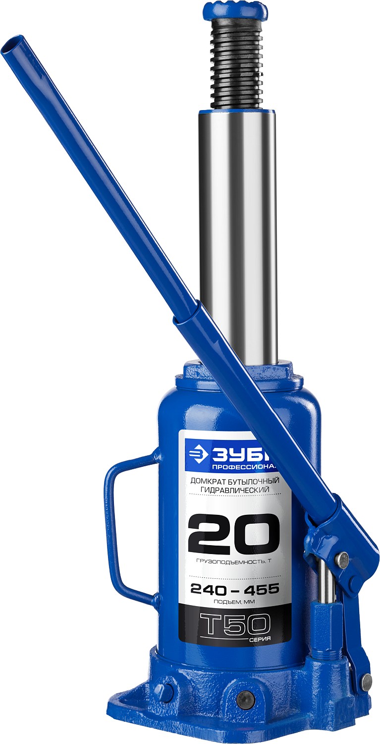 ЗУБР 20 т, 240 - 455 мм, бутылочный гидравлический домкрат, Профессионал (43060-20) — фото 2