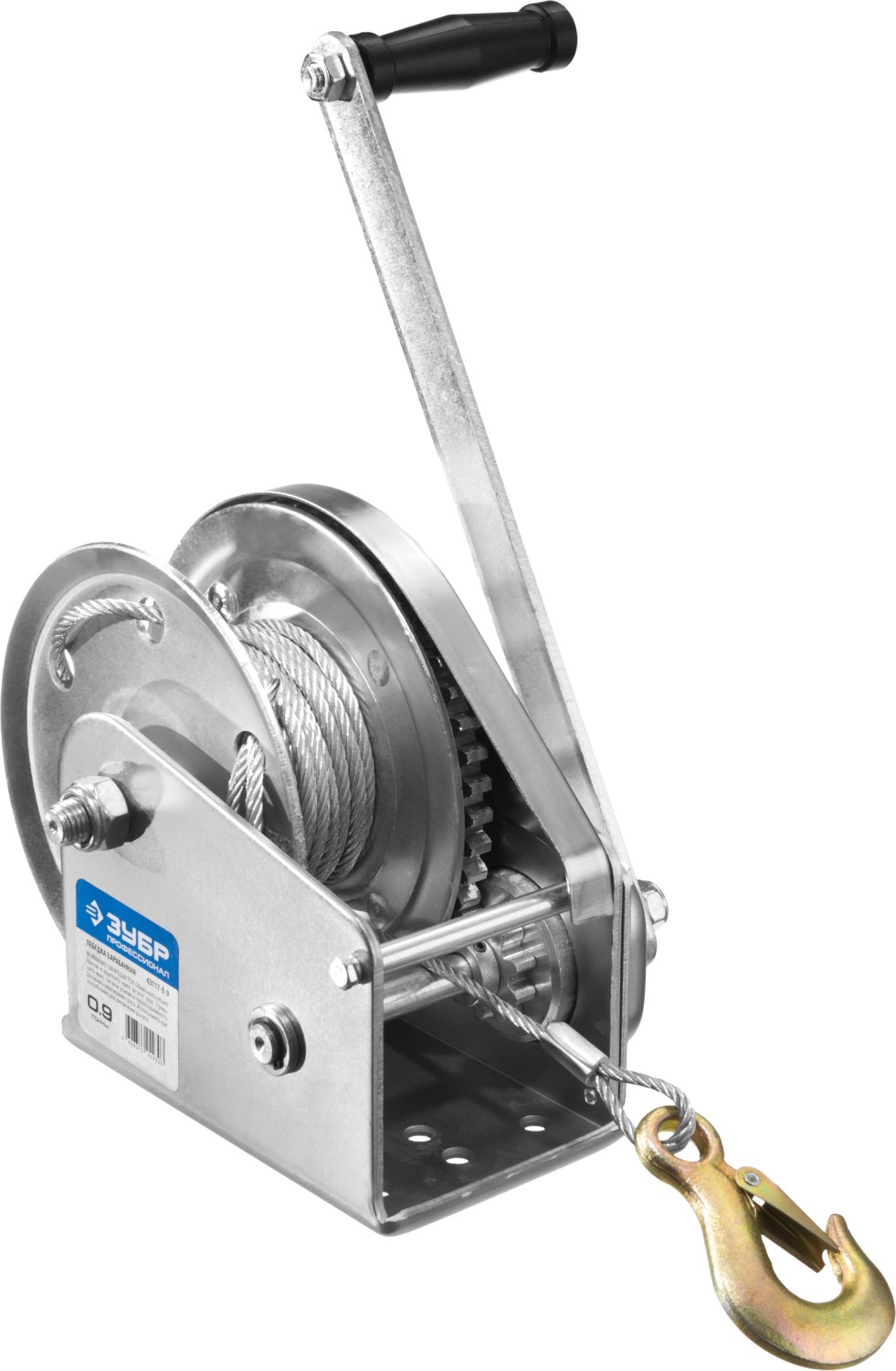 ЗУБР 0.9 т, 8 м, ручная барабанная подъемная тросовая лебедка, Профессионал (43117-0.9) — фото 2