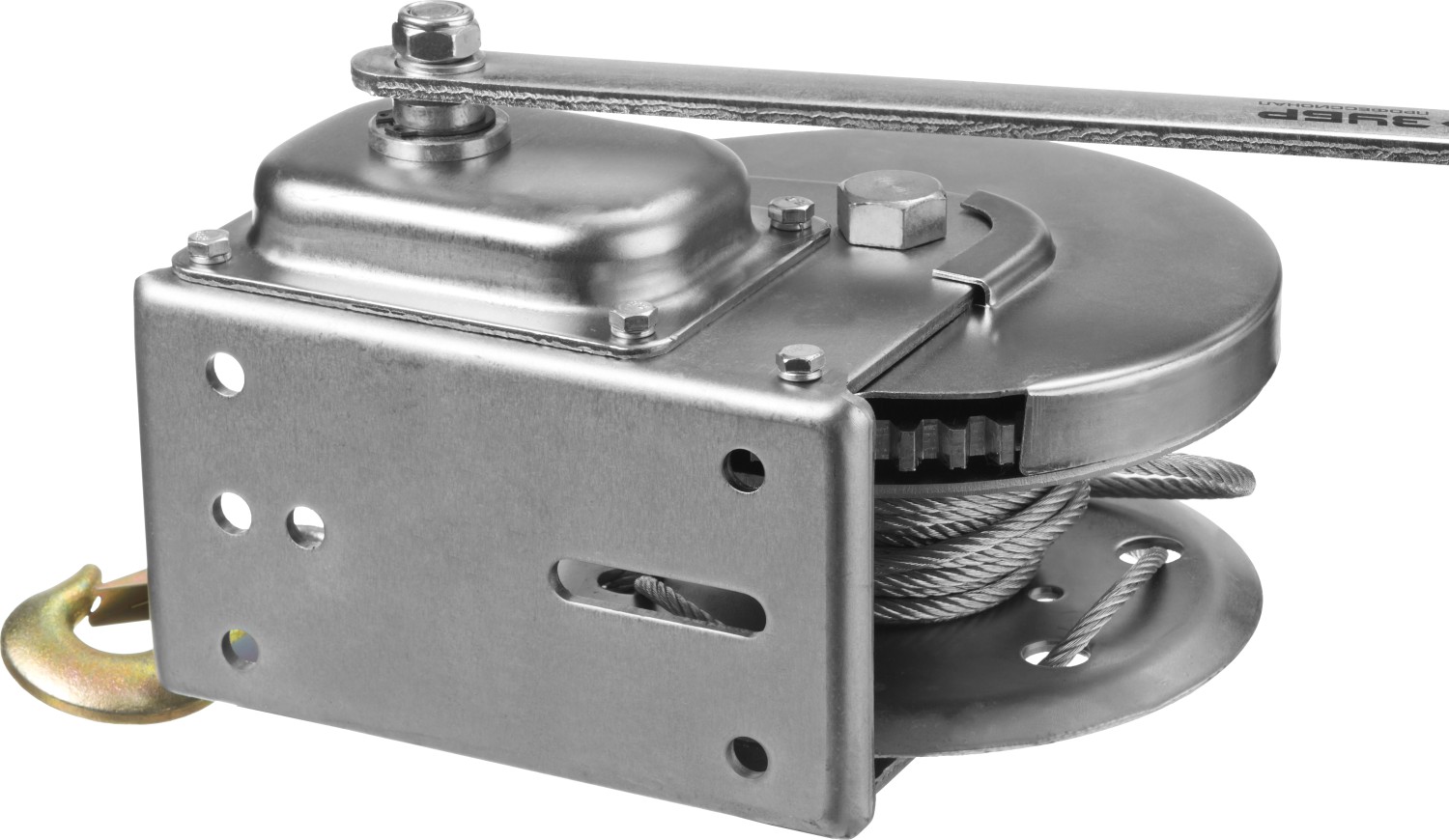 ЗУБР 0.9 т, 8 м, ручная барабанная подъемная тросовая лебедка, Профессионал (43117-0.9) — фото 3