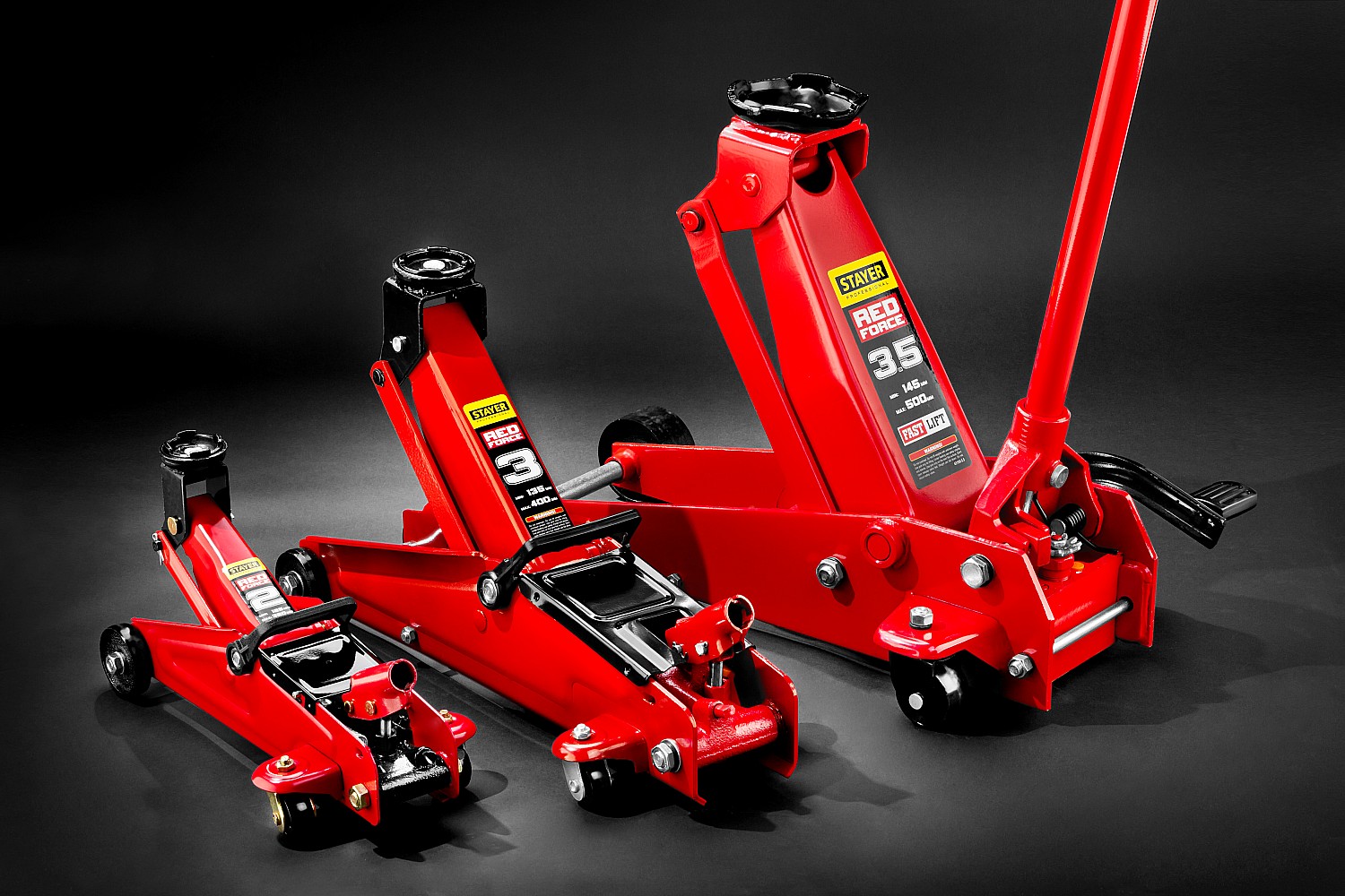 STAYER R-33 RED FORCE, 3 т, 135 - 400 мм, подкатной домкрат с увеличенным подъемом, Professional (43154-3) — фото 8