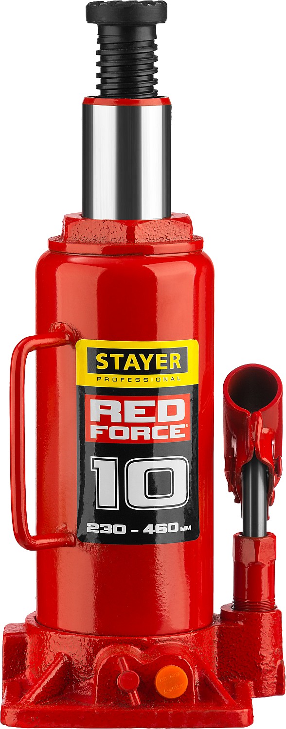 STAYER RED FORCE, 10 т, 230 - 460 мм, бутылочный гидравлический домкрат, Professional (43160-10) — фото 3