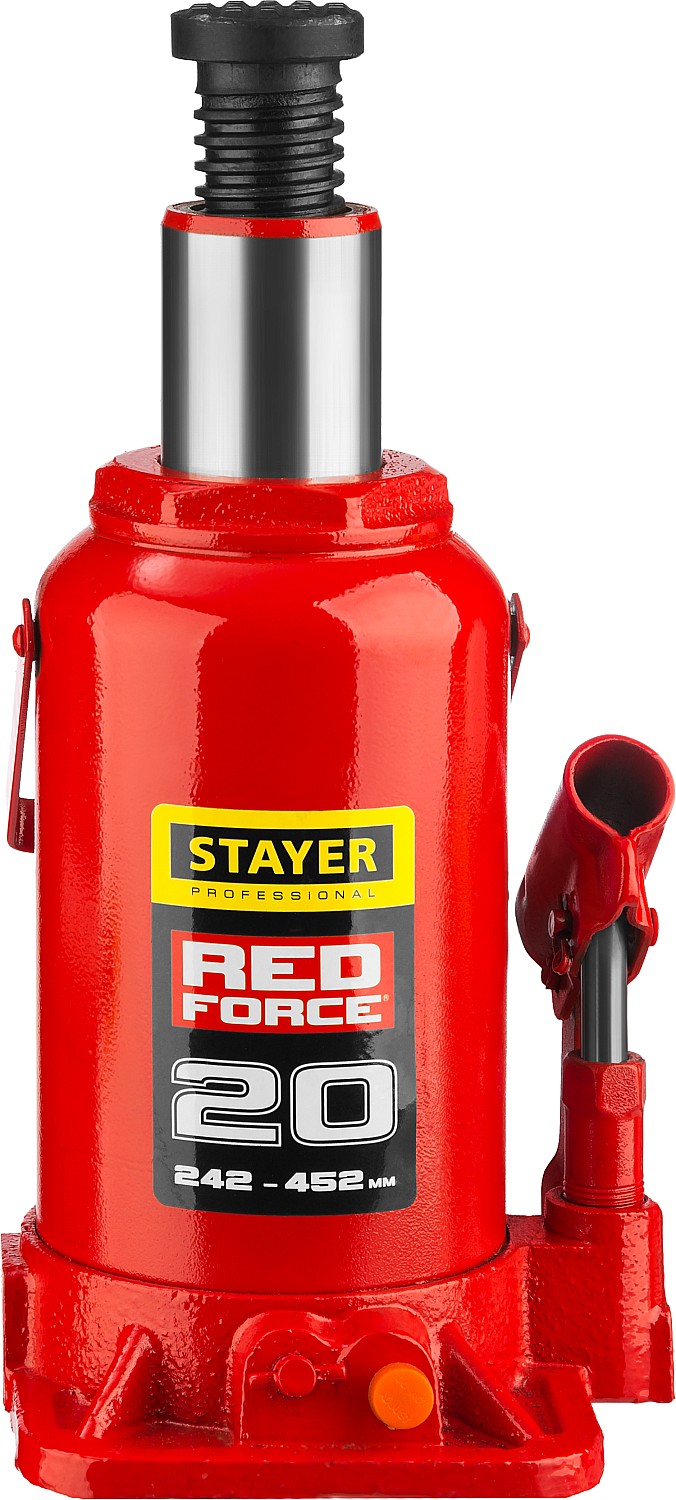 STAYER RED FORCE, 20 т, 242 - 452 мм, бутылочный гидравлический домкрат, Professional (43160-20) — фото 3