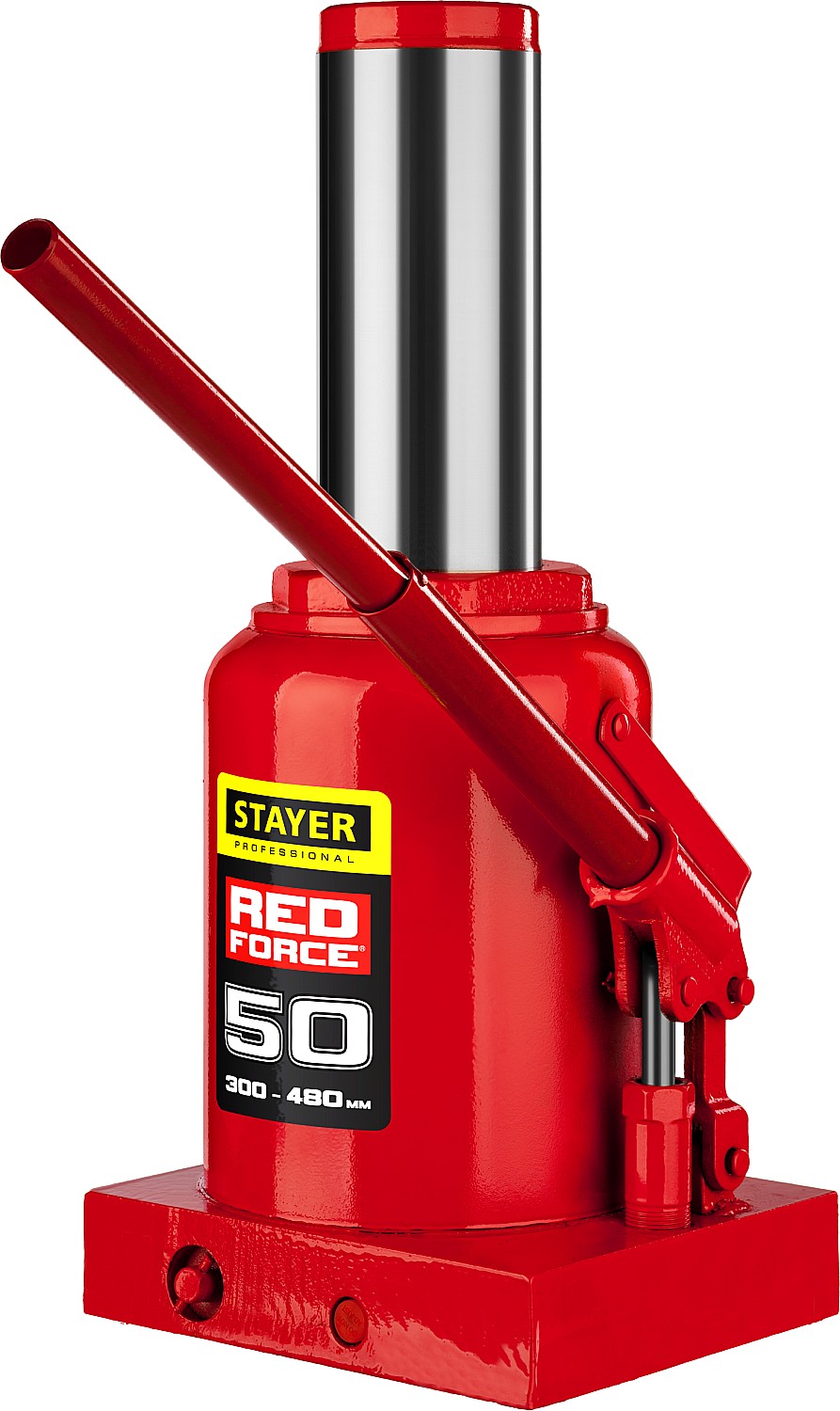 STAYER RED FORCE, 50 т, 300 - 480 мм, бутылочный гидравлический домкрат, Professional (43160-50) — фото 2