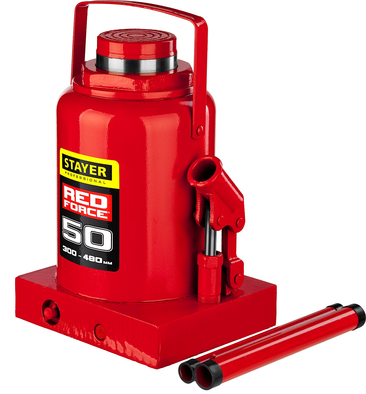STAYER RED FORCE, 50 т, 300 - 480 мм, бутылочный гидравлический домкрат, Professional (43160-50) — фото 4