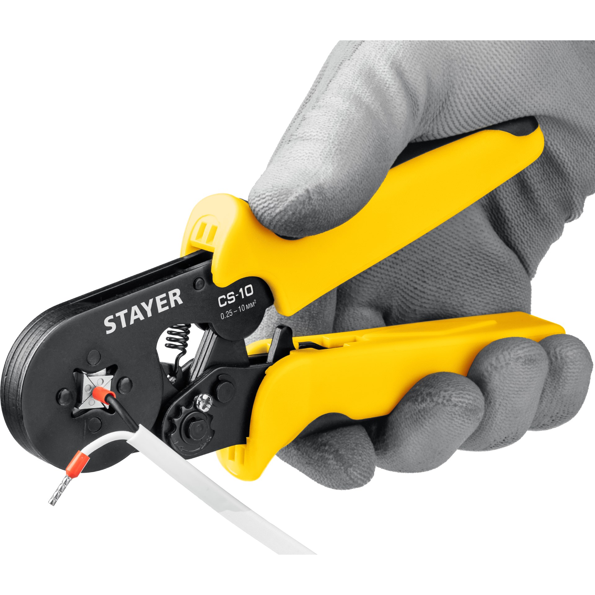 STAYER CS-10, 0.25 - 10 мм2, мультидиапазонные пресс-клещи с квадратным профилем для втулочных наконечников, Professional (44447) — фото 4