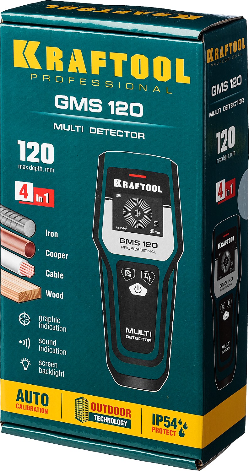 KRAFTOOL GMS-120, ЖК дисплей, универсальный детектор проводки (45298) — фото 11