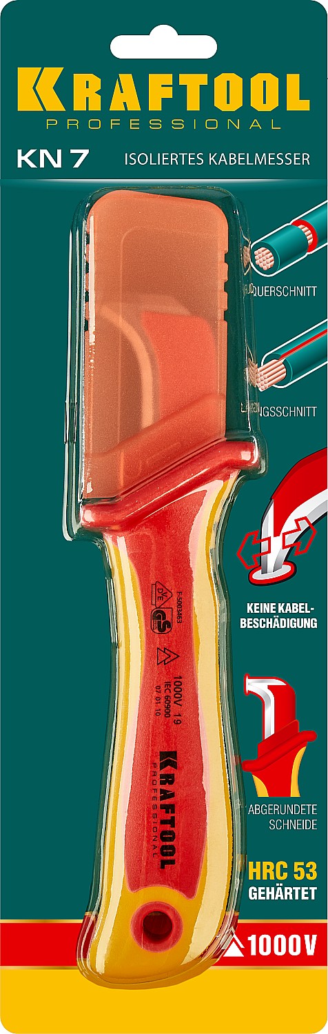 KRAFTOOL KN-7, 1000 В, изогнутый, диэлектрический нож электрика (45400) — фото 6