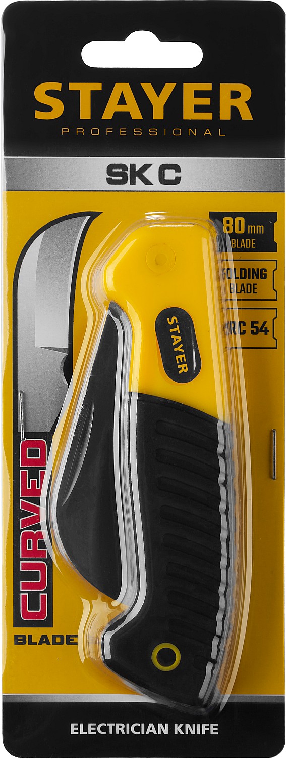 STAYER изогнутое лезвие, монтерский складной нож, Professional (45409) — фото 7