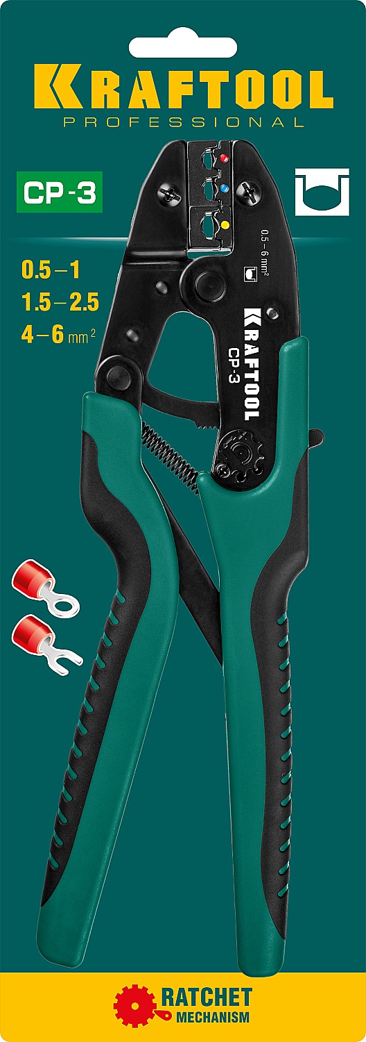 KRAFTOOL CP-3, 0.5 - 6 мм2, для изолированных наконечников и соединительных муфт, пресс-клещи (45461-3) — фото 4