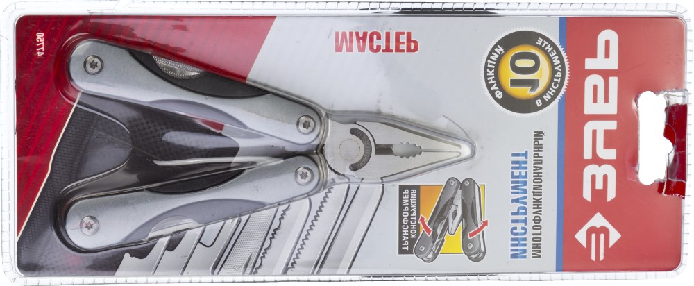 ЗУБР МАСТЕР, мультитул, 10 в 1, мини, металлические ручки, нейлоновый чехол, 86 мм (47750) — фото 2