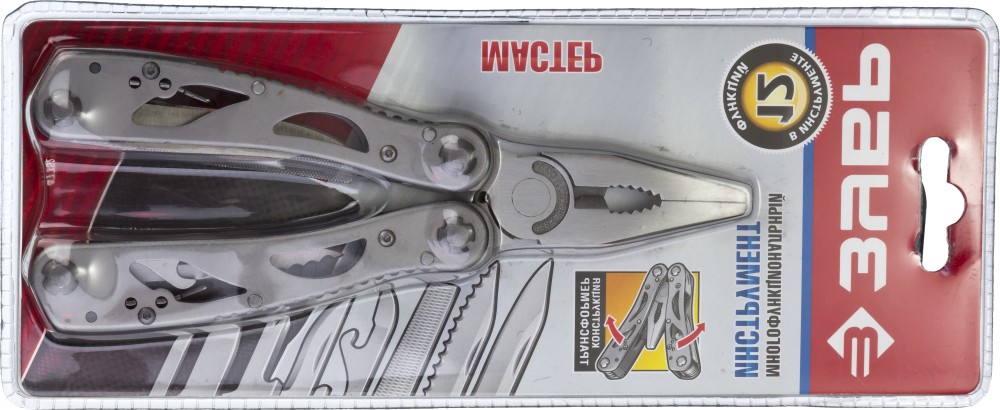 ЗУБР МАСТЕР, мультитул, 12 в 1, облегченные стальные ручки, нейлоновый чехол, 105 мм (47752) — фото 2