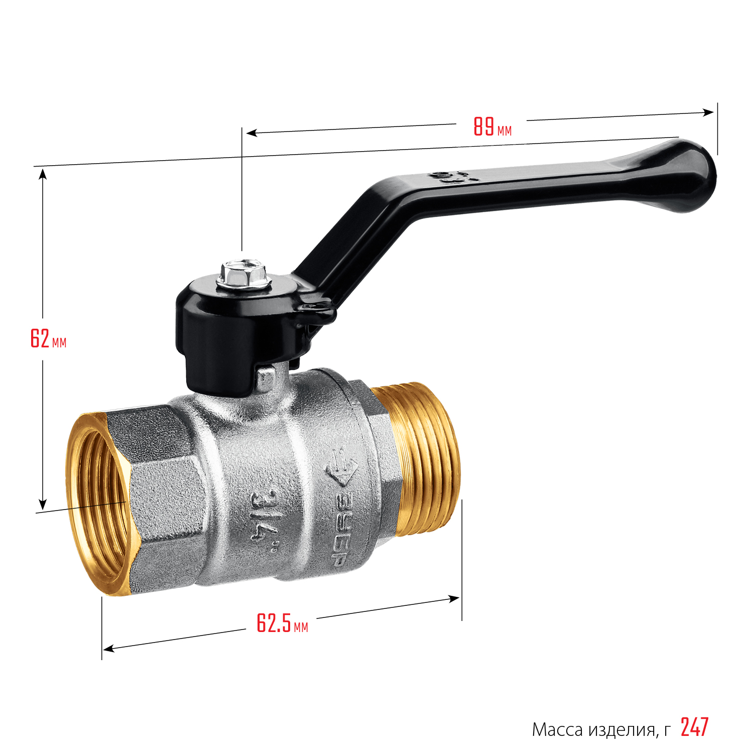 ЗУБР d 3/4″, ручка-рычаг, шаровой кран (51324-3/4) — фото 3