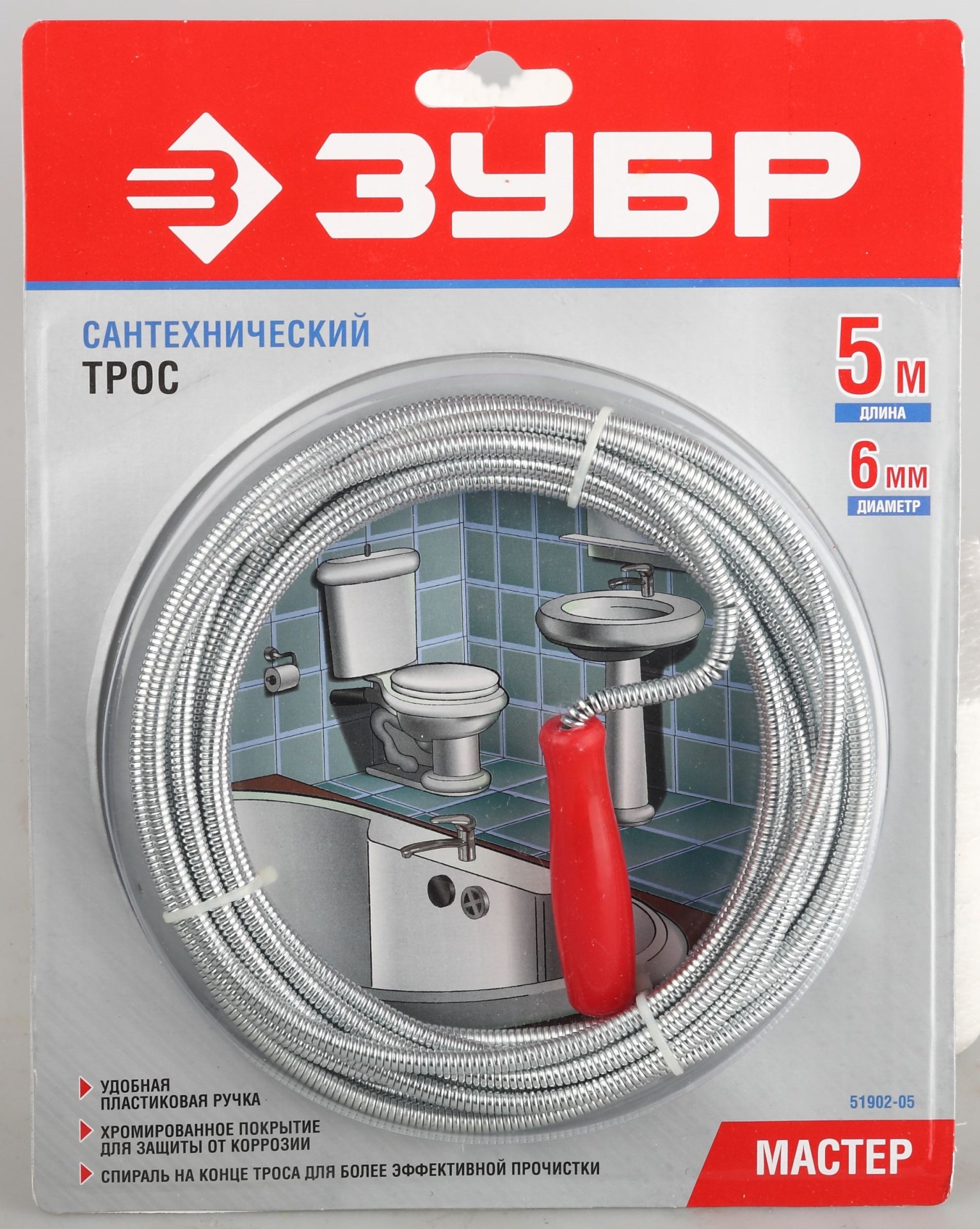 ЗУБР 5 м, d 6 мм, сантехнический трос (51902-05) — фото 2