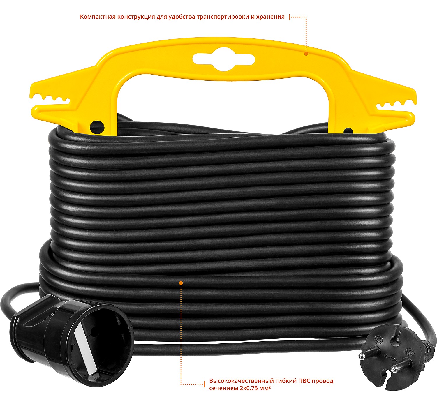 Удлинитель на рамке ″MF 207″, 15 м, 2200 Вт, 1 гнездо, ПВС 2х0,75 мм2, STAYER — фото 2