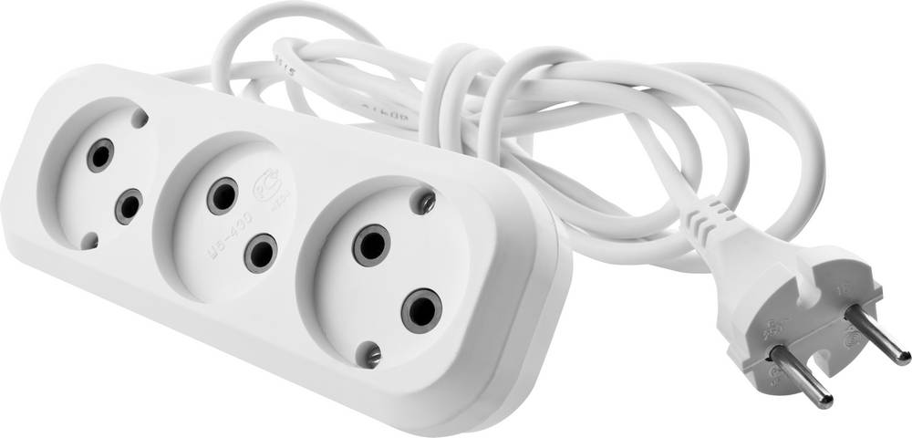 СИБИН У-20, ПВС, 2 х 0.75 мм2, 1300 Вт, 3 гн., 2 м, бытовой удлинитель (55031-2) — фото 2