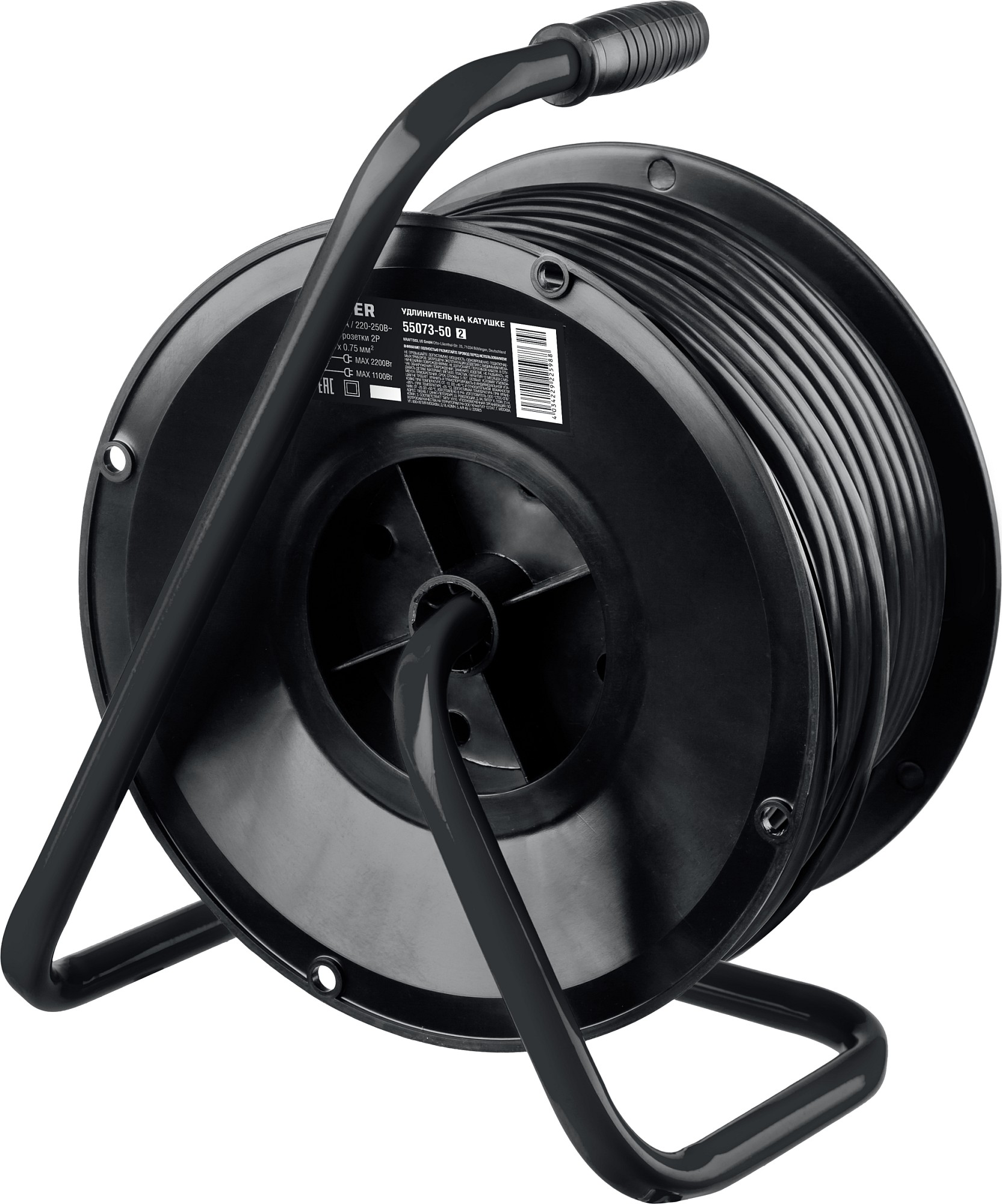 STAYER S-207, ПВС, 2 х 0.75 мм2, 50 м, 2200 Вт, удлинитель на катушке (55073-50) — фото 2